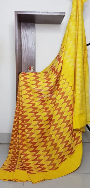 Pochampalli-ikat Handloom Merserised Cotton Saree.