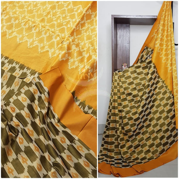 Pochampalli-ikat Handloom Merserised Cotton Saree.