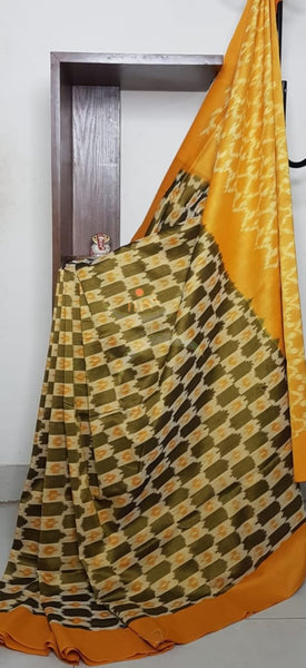 Pochampalli-ikat Handloom Merserised Cotton Saree.