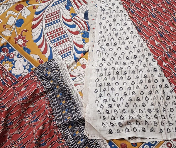 kalamkari handblock printed pure cotton saree
