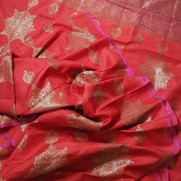 Pure Dupion silk  benaras brocade with  antique zari .
