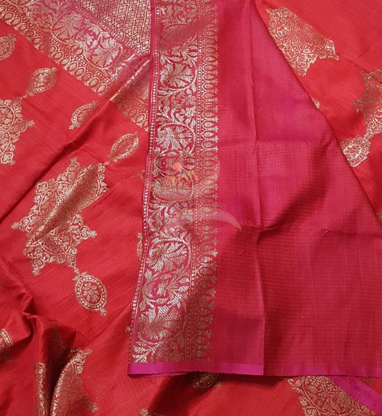 Pure Dupion silk  benaras brocade with  antique zari .