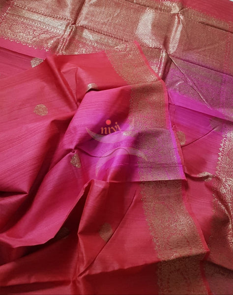 Pure Dupion tussar silk  benaras brocade with antique antique zari .