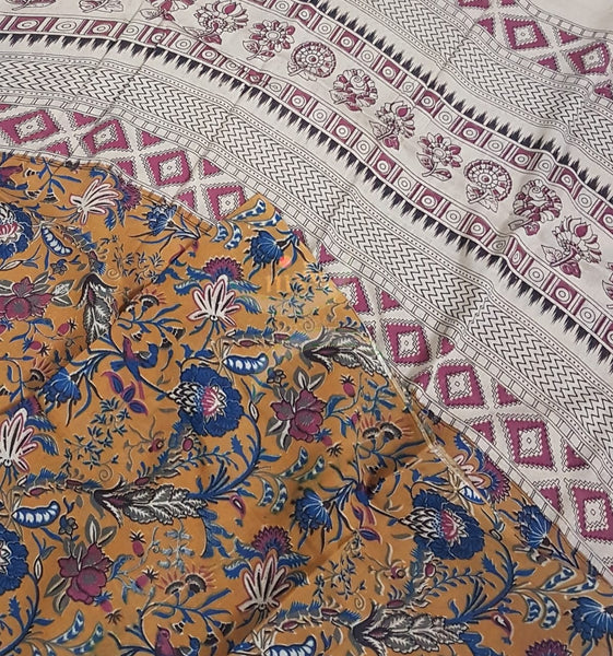 Handloom mangalgiri top and kalamkari printed bottom and dupatta