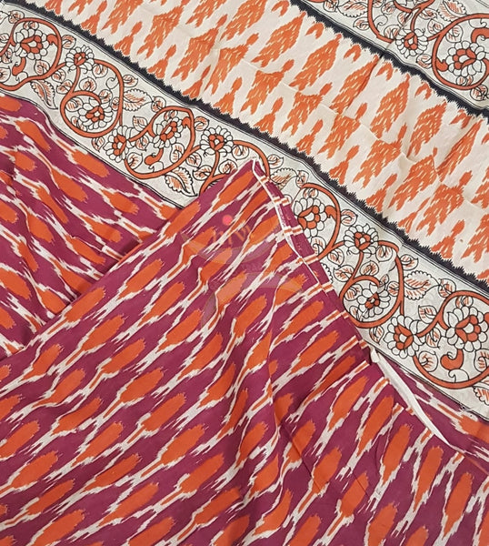 Handloom  mangalgiri top and kalamkari printed bottom and dupatta