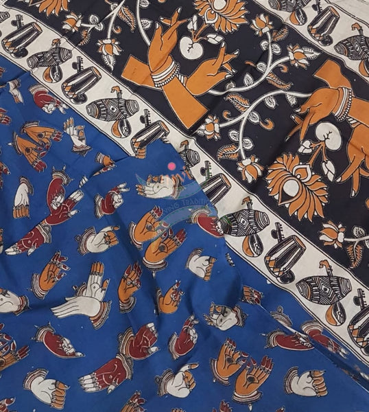 Handloom mangalgiri top and kalamkari printed bottom and dupatta