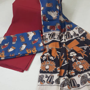 Handloom mangalgiri top and kalamkari printed bottom and dupatta