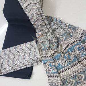 Handloom mangalgiri top and kalamkari printed bottom and dupatta