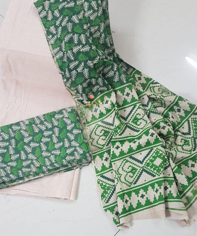 Handloom mangalgiri top and kalamkari printed bottom and dupatta