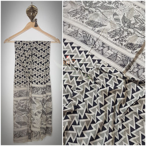 Cotton kalamkari handblock printed duppata