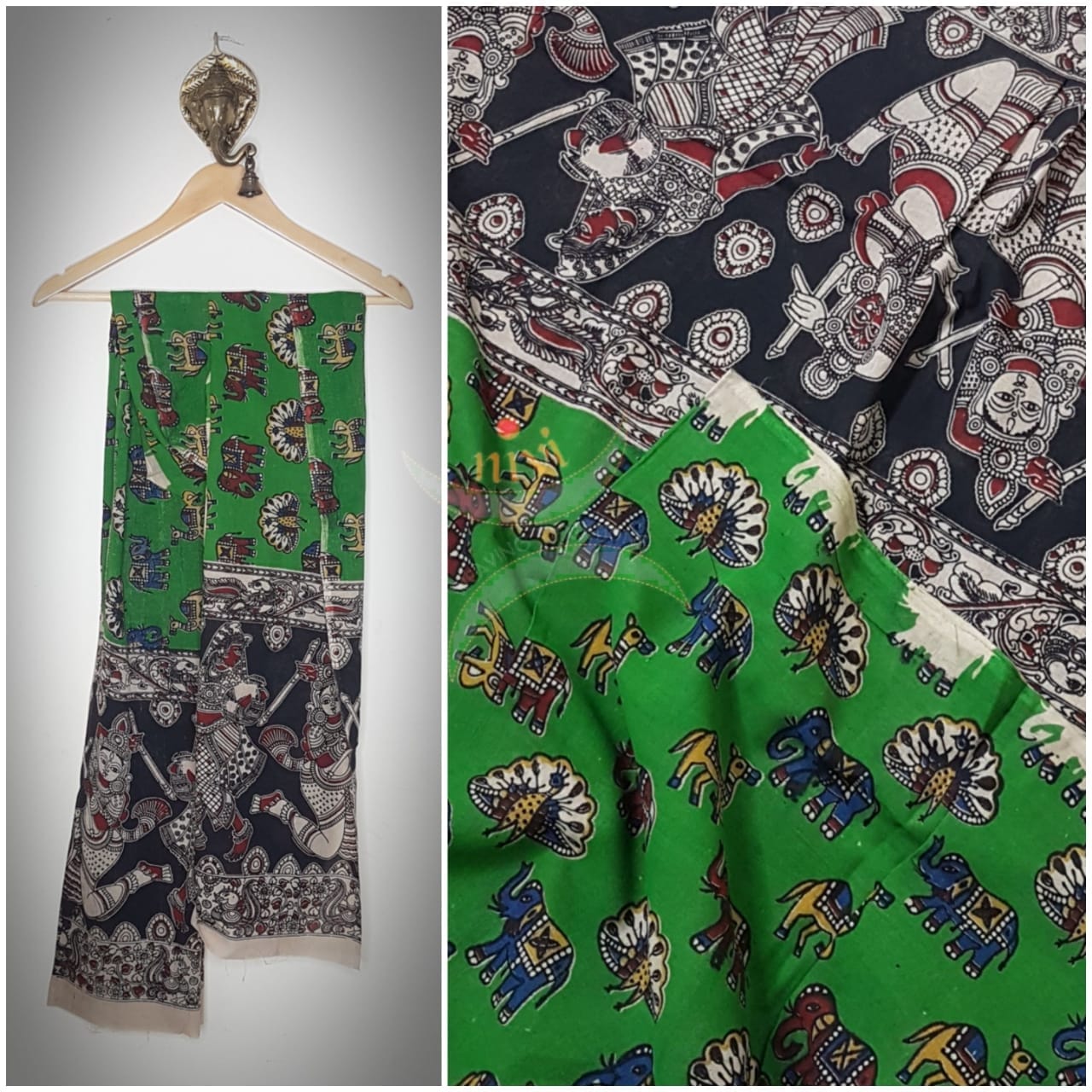 Cotton kalamkari handblock printed duppata