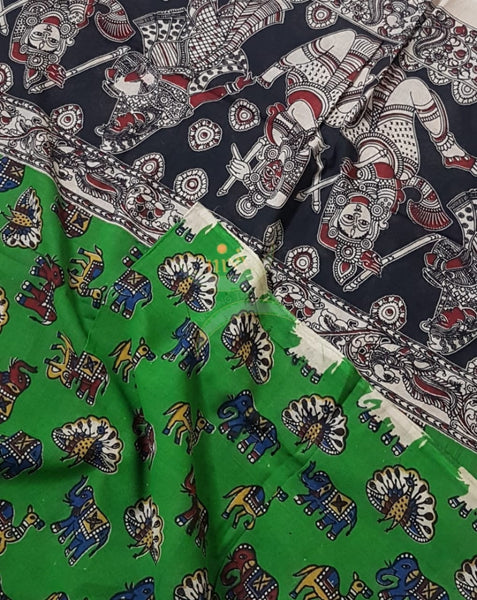 Cotton kalamkari handblock printed duppata