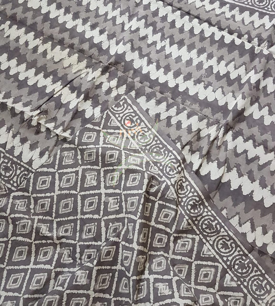 Handloom cotton bagru hand printed saree