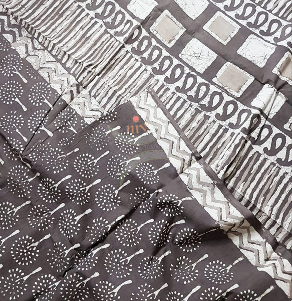 Handloom cotton bagru hand printed saree