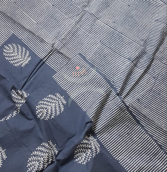 Handloom cotton bagru hand printed saree