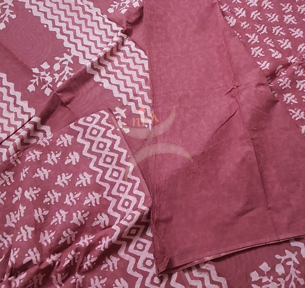 Handloom cotton bagru hand printed saree