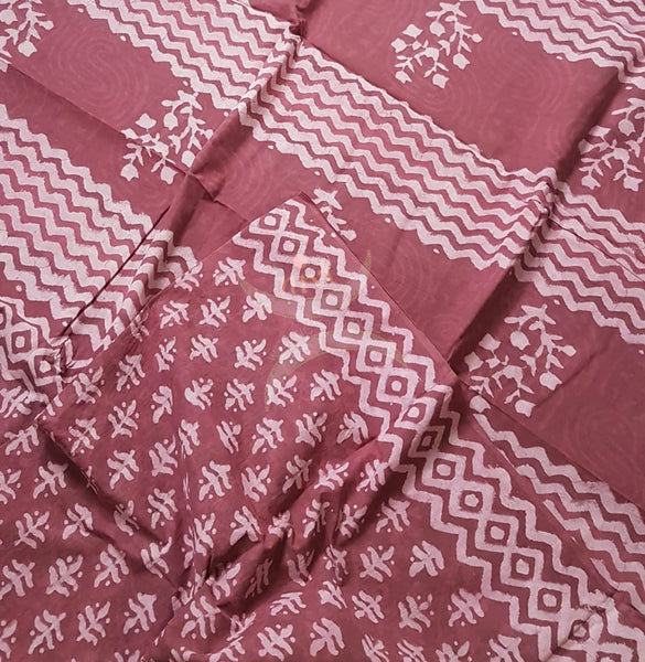 Handloom cotton bagru hand printed saree