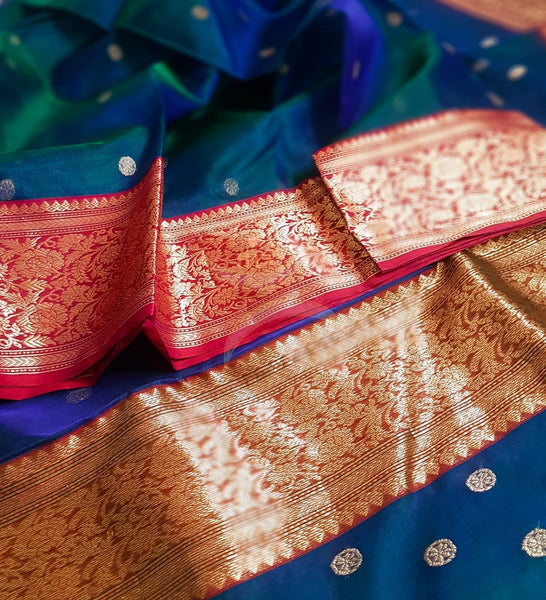 Handloom katan pure chanderi silk saree.