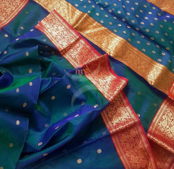 Handloom katan pure chanderi silk saree.