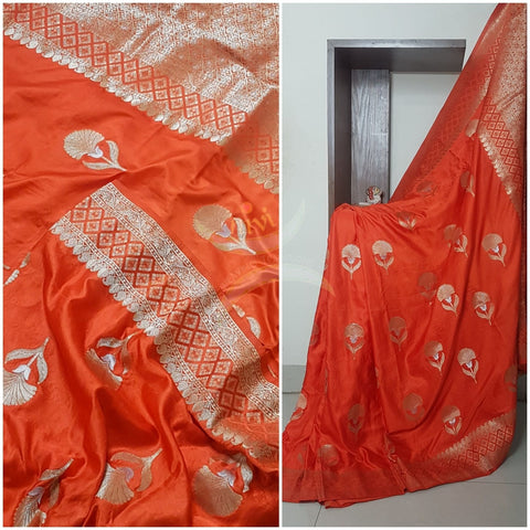 Dupion silk with resham benaras brocade saree.