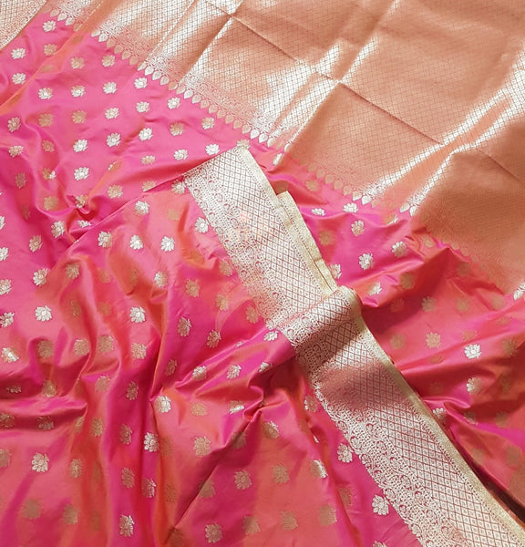 Dupion silk with resham benaras brocade saree.