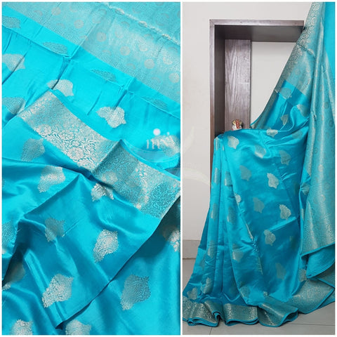 Handloom pure dupion soft silk benaras brocade saree with antique zari.