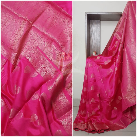 Handloom pure dupion soft silk benaras brocade saree with antique zari.