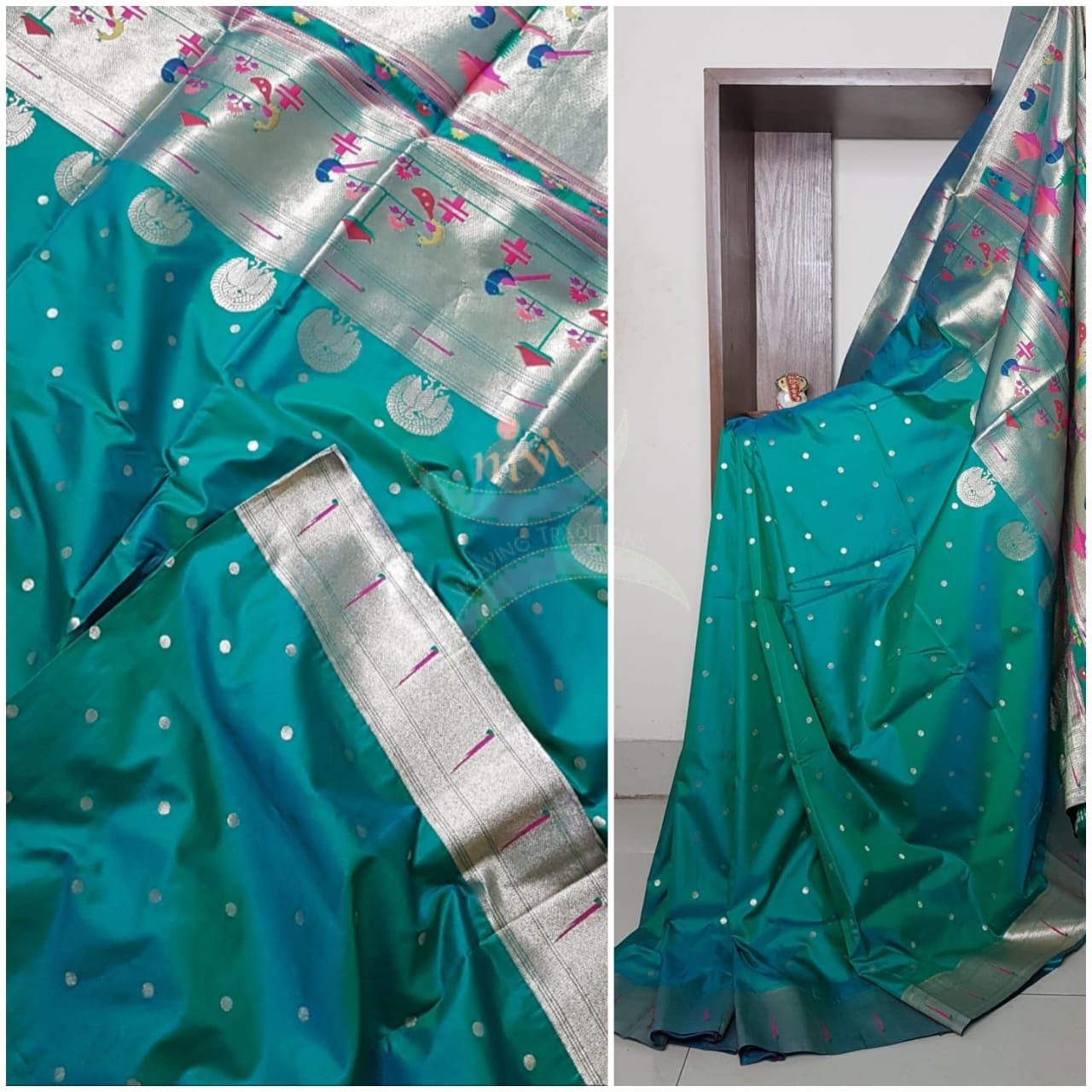 Paithani  Dupion silk with resham benaras brocade saree.