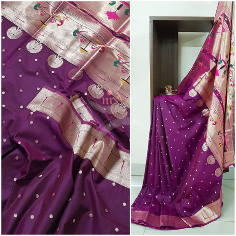 Paithani Dupion silk with resham benaras brocade saree.