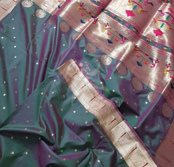 Paithani Dupion silk with resham benaras brocade saree.