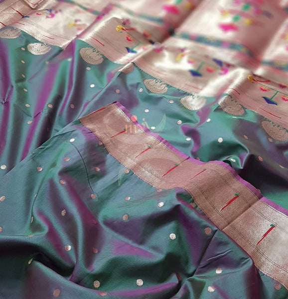 Paithani Dupion silk with resham benaras brocade saree.