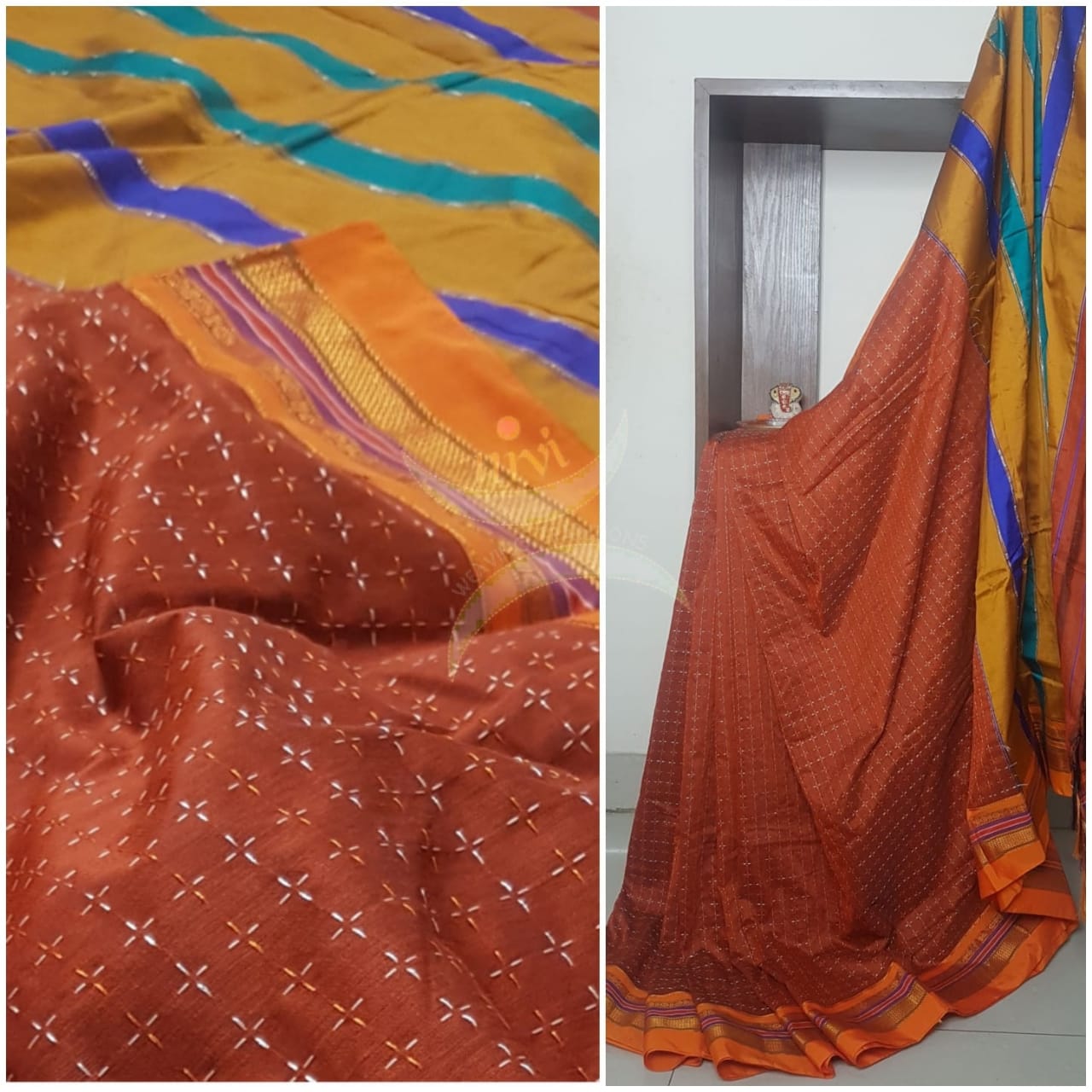 Chukki ilkal cotton blended saree.