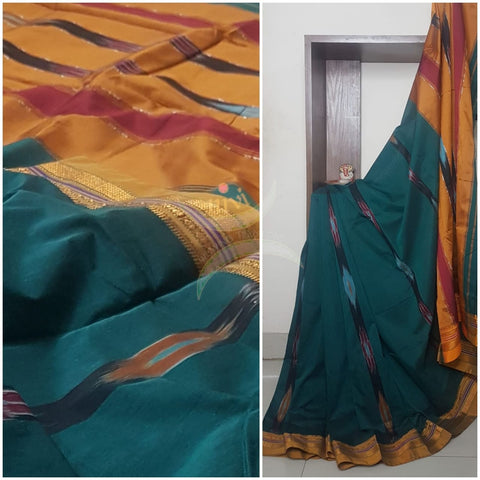 Pochampalli ilkal cotton blended saree.