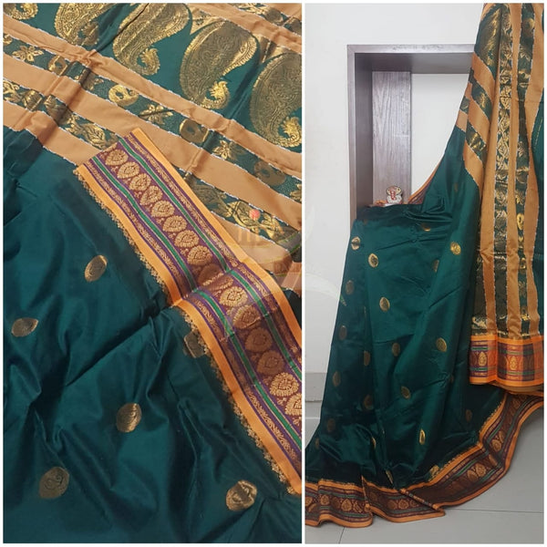 South cotton saree with traditional woven border and pallu