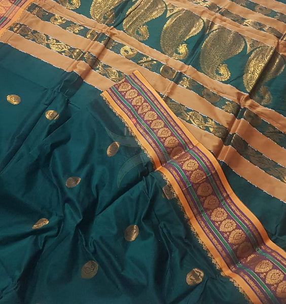 South cotton saree with traditional woven border and pallu
