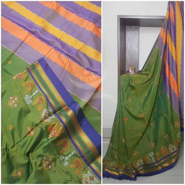 Cotton blend ilkal with traditional kasuti embroidery