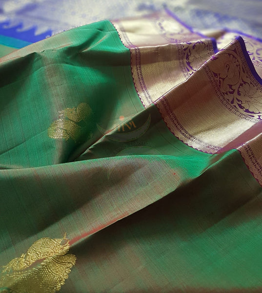 Green handloom kanjivaram pure silk saree.