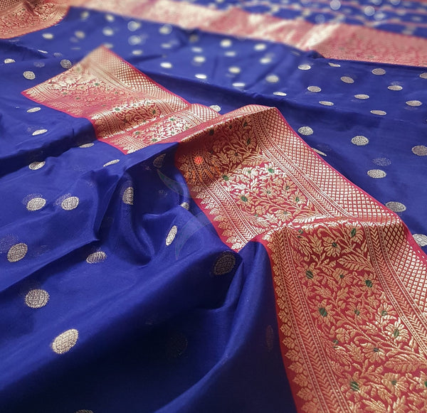 Handloom katan pure chanderi silk saree with nakshi Meenakari border.