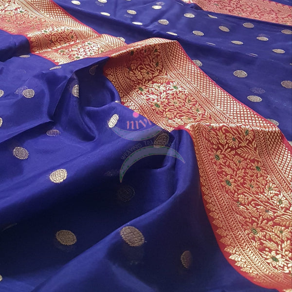 Handloom katan pure chanderi silk saree with nakshi Meenakari border.