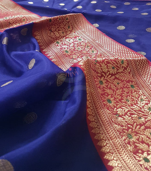 Handloom katan pure chanderi silk saree with nakshi Meenakari border.