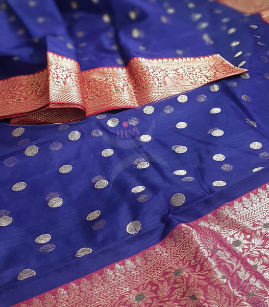 Handloom katan pure chanderi silk saree with nakshi Meenakari border.