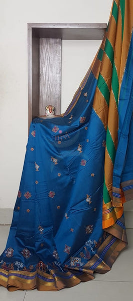 Cotton blend ilkal with traditional kasuti embroidery