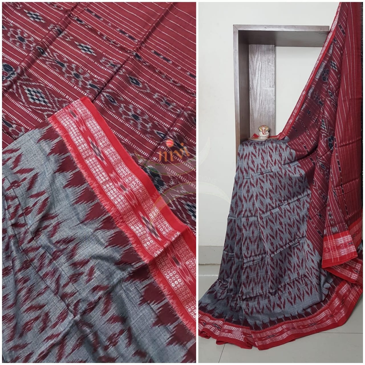 Handloom sambalpuri merserised pure cotton saree.