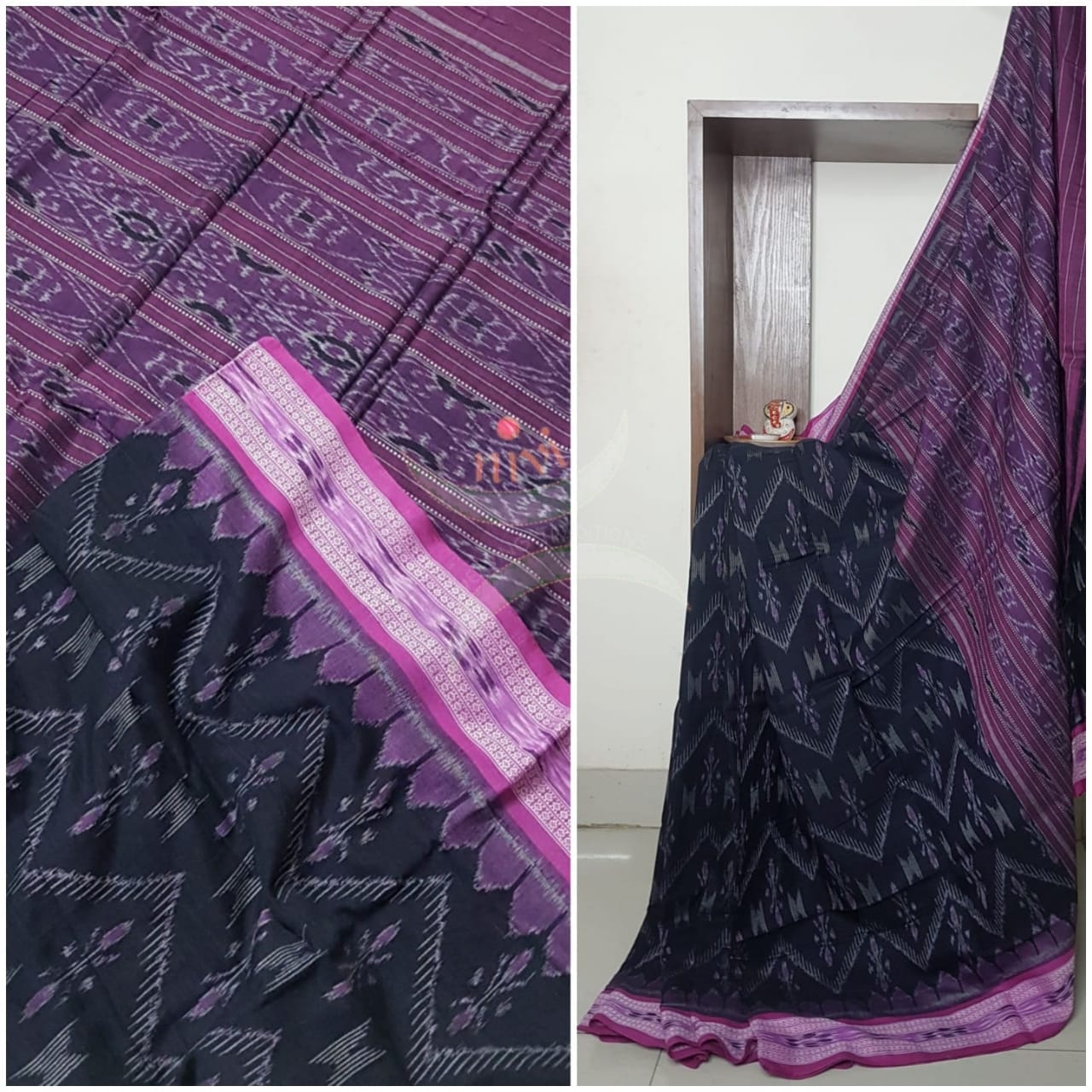 Handloom sambalpuri merserised pure cotton saree.