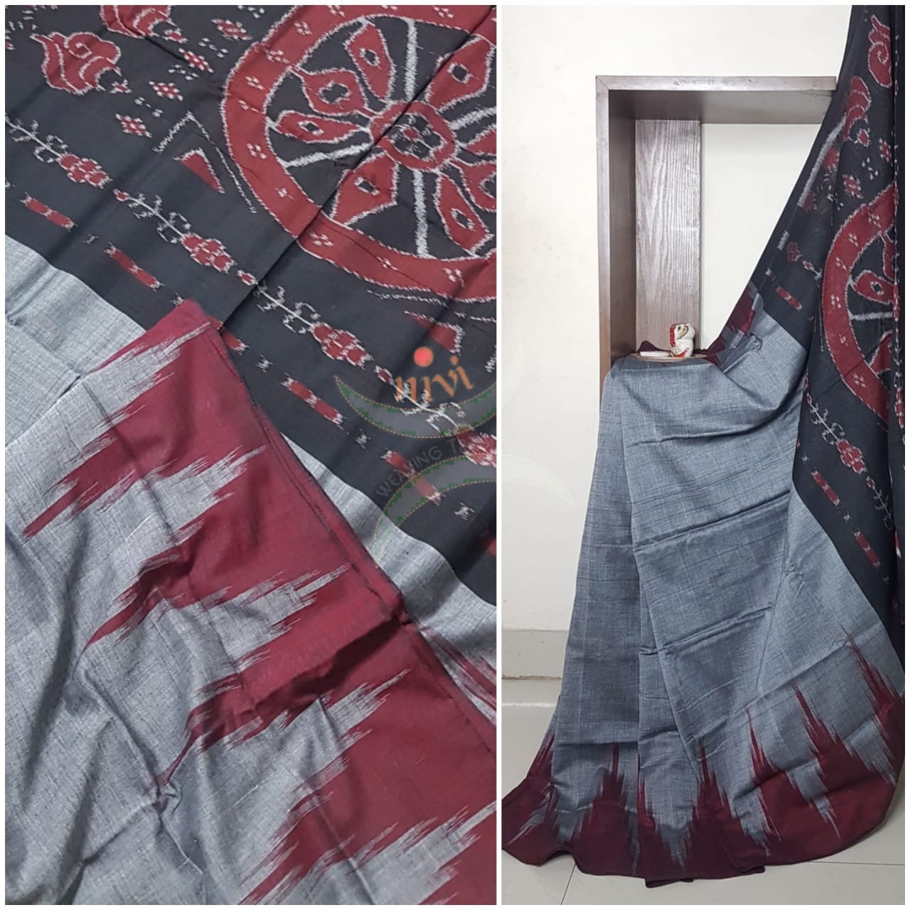 Handloom sambalpuri merserised pure cotton saree.