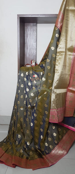 Dupion silk with resham benaras brocade saree.