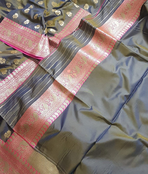 Dupion silk with resham benaras brocade saree.