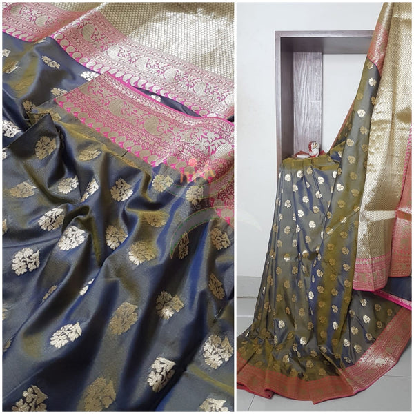 Dupion silk with resham benaras brocade saree.