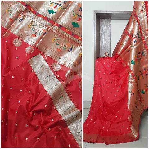 Paithani  Dupion silk with resham benaras brocade saree.