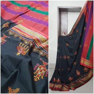 Kasuti embroidered Cotton blended traditional ilkal saree